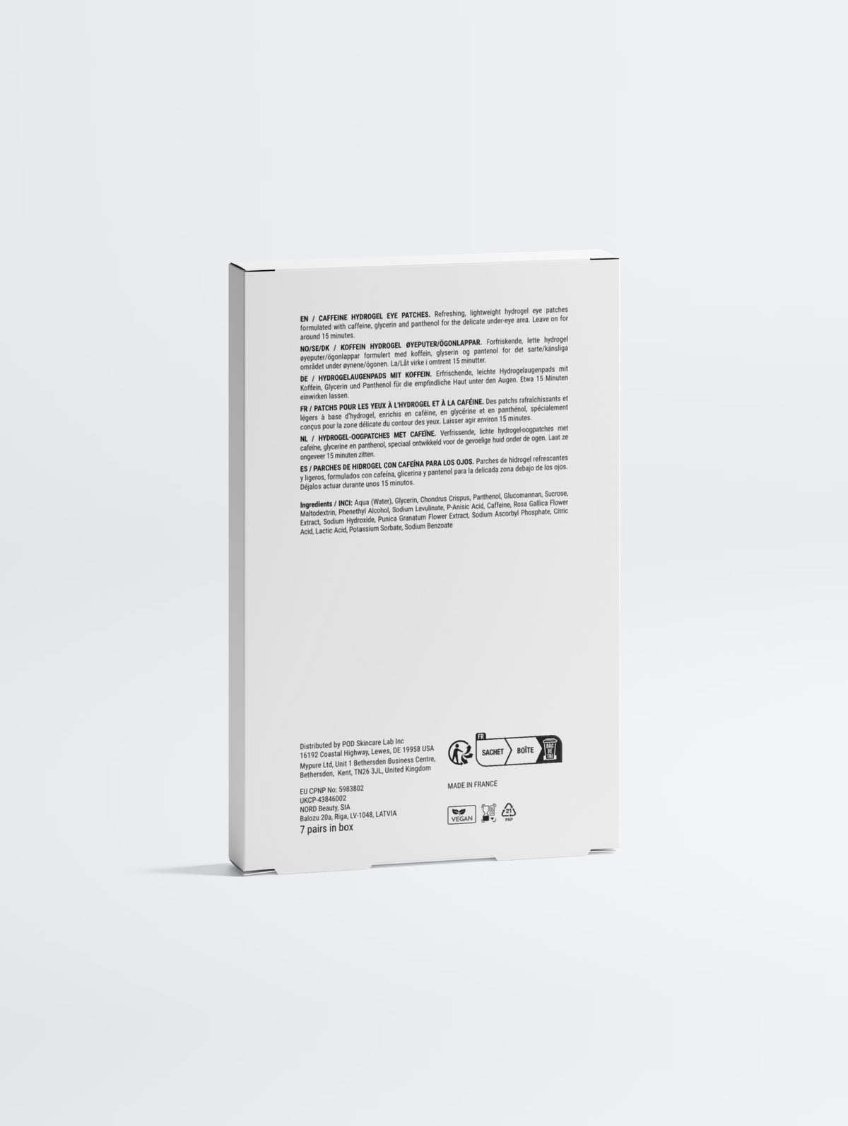 Hydrogel-oogpatches met cafeïne en vitamine C – 7 paar
